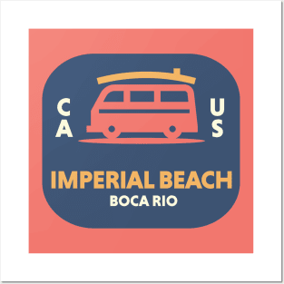 Retro Surfing Emblem Imperial Beach, California // Vintage Surfing Badge Posters and Art